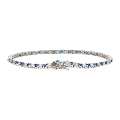 Shop Hatton Labs Ssense Exclusive Navy & White Tennis Bracelet In Blue/white