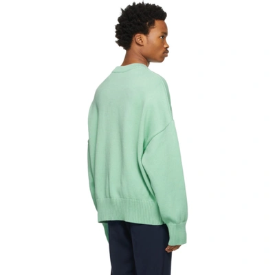 Shop Ami Alexandre Mattiussi Green Oversize Ami De Coeur Sweater In Green Aqua/303