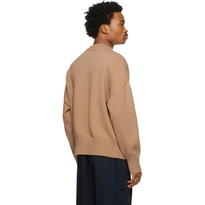 Shop Ami Alexandre Mattiussi Tan Oversize Ami De Coeur Sweater In Beige/250