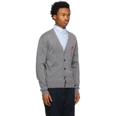 Shop Ami Alexandre Mattiussi Grey Ami De Coeur Cardigan In Heather Grey/055