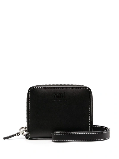 Shop Ami Alexandre Mattiussi Embossed Logo Compact Wallet In Black