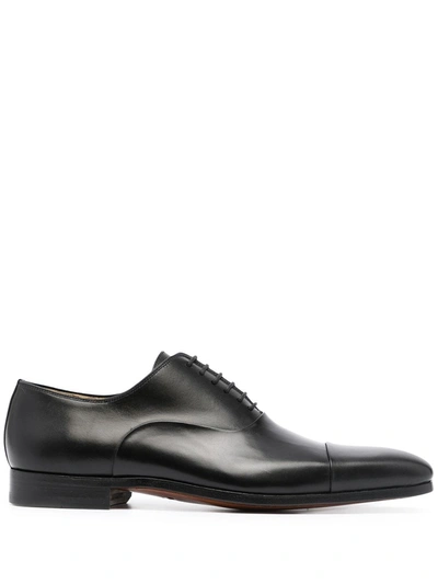 Shop Magnanni Negro Leather Oxford Shoes In Black
