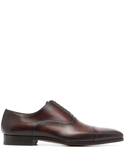 Shop Magnanni Caoba Distressed Oxford Shoes In Brown