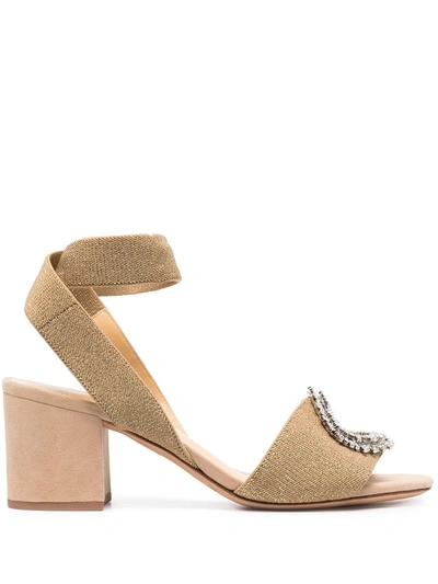 Shop Alexandre Birman Crystal-embellished Sandals In Gold
