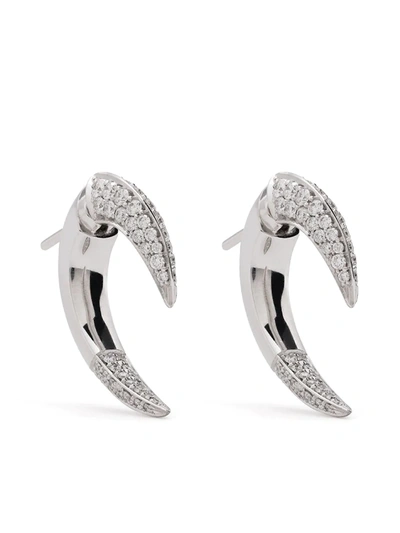 Shop Shaun Leane 18kt White Gold Talon Diamond Earrings In Silver