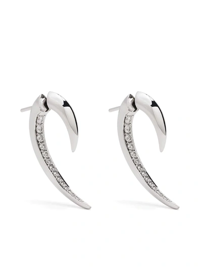 Shop Shaun Leane 18kt White Gold Hook Diamond Earrings In Silver