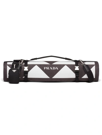 Shop Prada Triangle-pattern Yoga Mat In Black