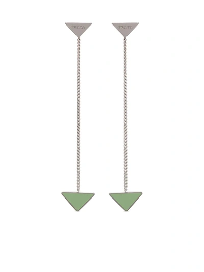 Shop Prada Symbole Drop Earrings In Silver
