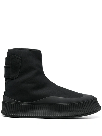Shop Jil Sander Toe-cap High-top Sneakers In Black