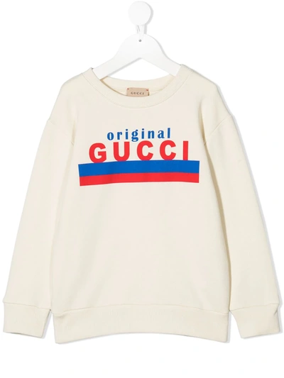 Shop Gucci Logo Original Print Sweatshirt In Neutrals