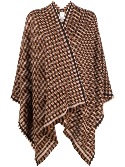 Shop Fendi Check-print Logo Cape In Neutrals