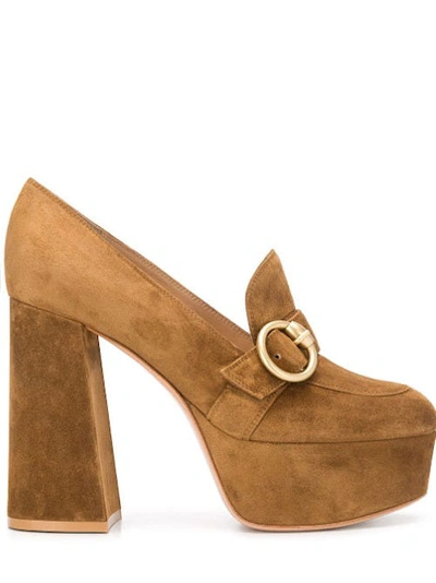 Shop Gianvito Rossi Louise Platform Pump In Brown