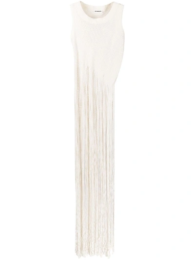 Shop Jil Sander Long Fringed Tank Top