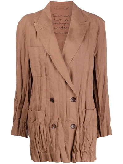 Shop Acne Studios Double-breasted Jacket In Brown