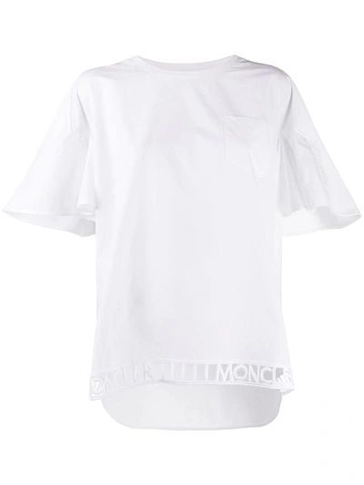 Shop Moncler Embroidered Hem T-shirt In White