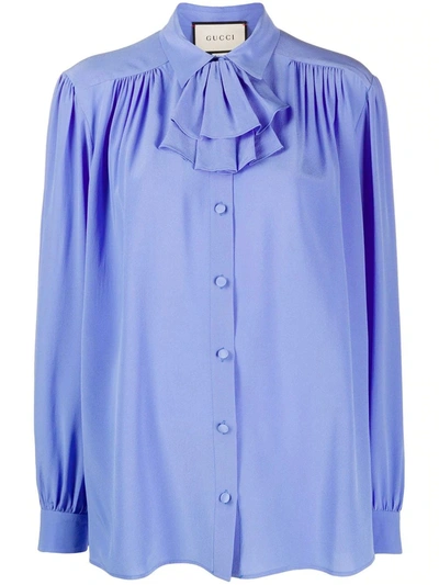 Shop Gucci Crêpe De Chine Shirt In Blue