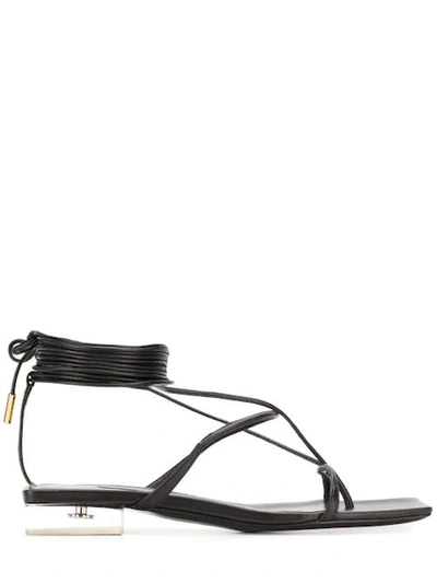 Shop Versace Leather Sandals In Black
