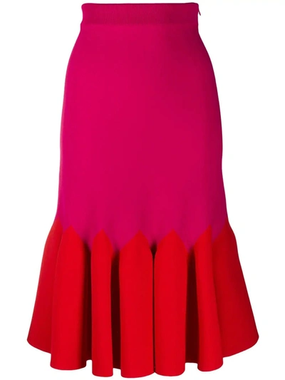 Shop Alexander Mcqueen Two-tone Pleated Hem Skirt In Pink