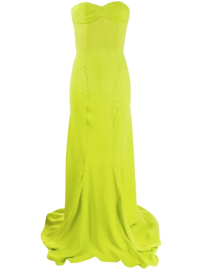 Shop Attico Giorgia Lime Evening Gown In Green