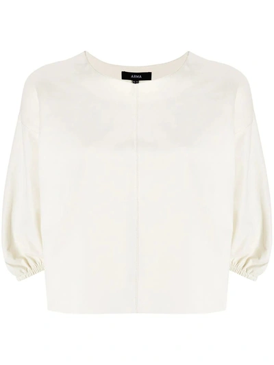 Shop Arma Crop Blouse In Leather In White