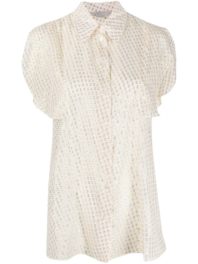 Shop Stella Mccartney Jacquard-pattern Silk Blouse In White
