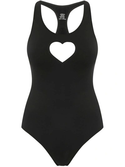 Shop Vetements Black Heart One-piece Swimsuit