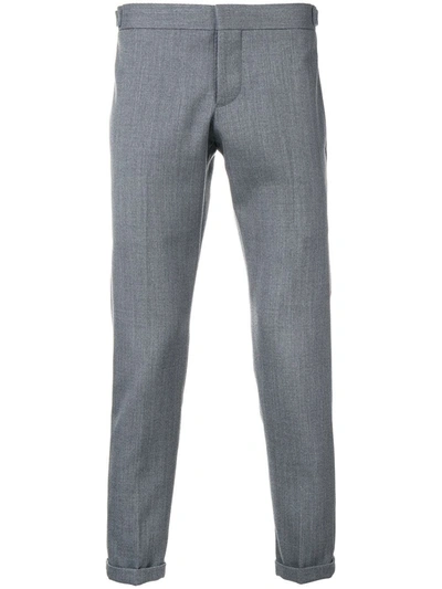 Shop Thom Browne Rwb Stripe Skinny Trousers In Grey