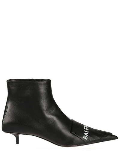 Shop Balenciaga Black Leather Ankle Boots