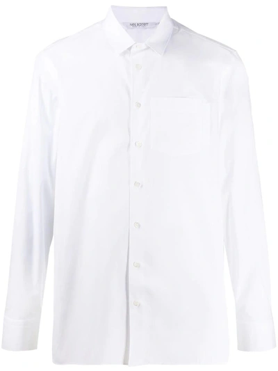 Shop Neil Barrett Logo Tab Poplin Shirt In White