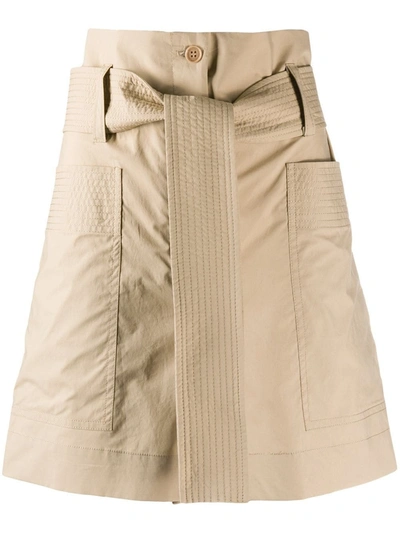 Shop P.a.r.o.s.h Belted Waist Shorts In Beige