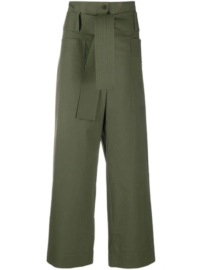 Shop P.a.r.o.s.h Belted Waist Trousers In Green