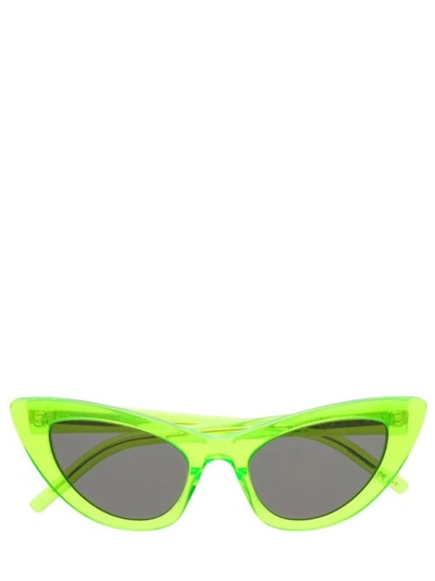 Shop Saint Laurent New Wave Sl 213 Lily Sunglasses In Green