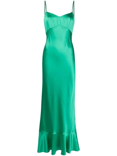 Shop Saloni Strappy Slip Dress In Green