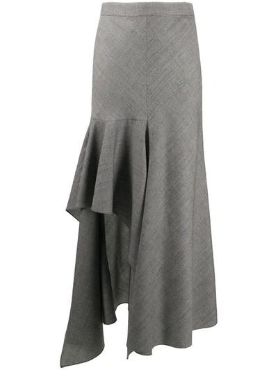 Shop Alexander Mcqueen Check-pattern Asymmetric Skirt In Black