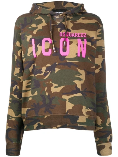 Shop Dsquared2 Icon Print Hoodie In Multicolor