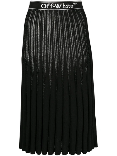 Shop Off-white Logo Trim Skirt In Black