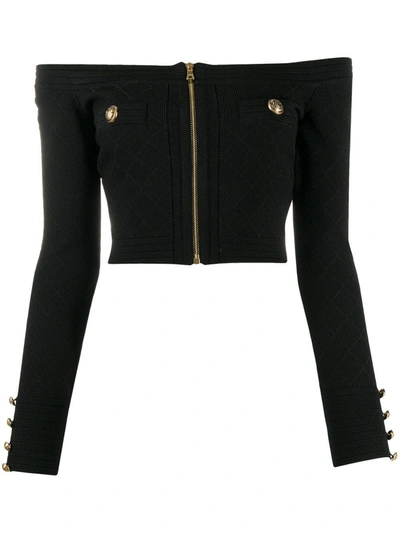 Shop Balmain Knit Bodysuit With Buttons In Black