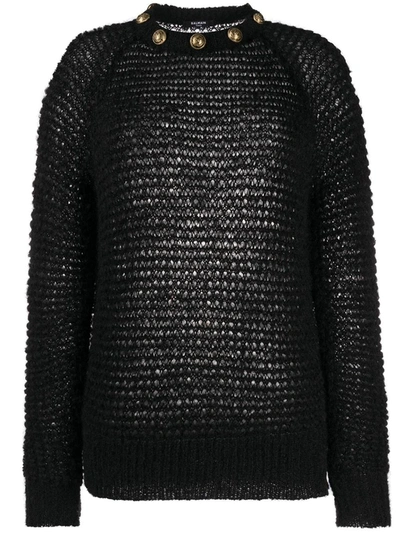 Shop Balmain Mohair Jumper In Black