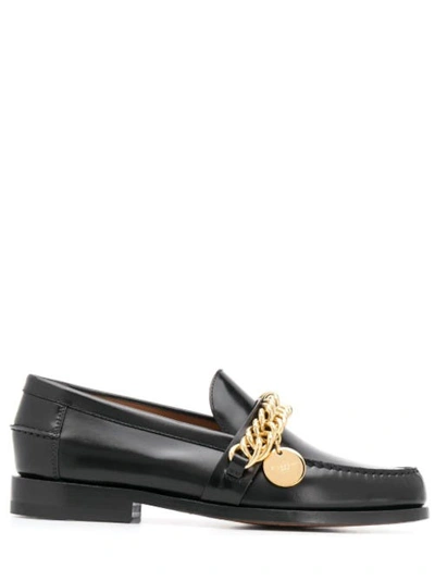 Shop Givenchy Loafers In Leather With Chain In Black