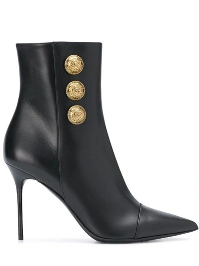 Shop Balmain Black Leather Roni Ankle Boots