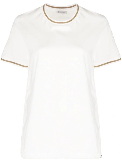 Shop Moncler T-shirt With Sparkling Details In White