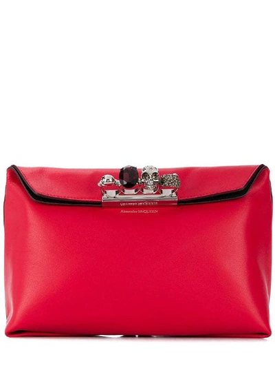 Shop Alexander Mcqueen Skull Pouch In Red