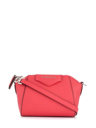 Shop Givenchy Nano Antigona Bag In Grained Leather In Red