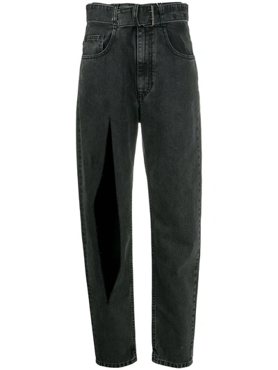 Shop Maison Margiela Ripped Detail Boyfriend Jeans In Black