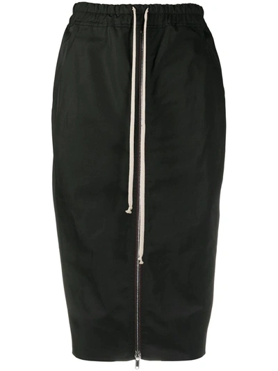 Shop Rick Owens Drawstring Zipped Pencil Skirt In Black