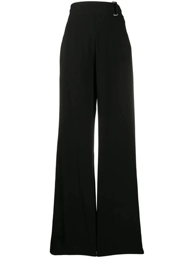 Shop Victoria Beckham Belted Open-back Wide-leg Trousers In Black