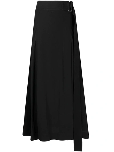 Shop Victoria Beckham Belted Open-back Flare Skirt In Black