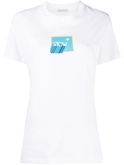 Shop Moncler Snow Box Logo Print T-shirt In White