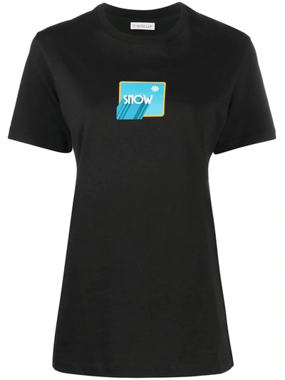 Shop Moncler Snow Box Logo Print T-shirt In Black
