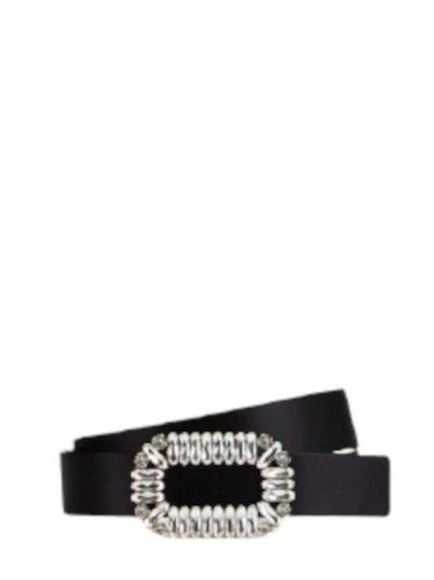 Shop Roger Vivier Black Satin Belt Sexy Choc Buckle In Nero